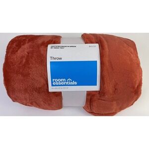 Room Essentials Throw Blanket 50x60 Inches Cozy Orange Recycled Polyester